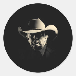 President Trump Head Cowboy Usa 2024 Vote Classic Round Sticker