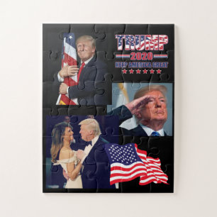 President Trump Hugging the American Flag Jigsaw Puzzle