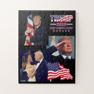 President Trump Hugging the American Flag Jigsaw Puzzle