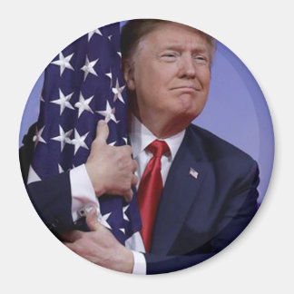 President Trump Hugging the American Flag Magnet