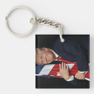 President Trump Hugging the Flag Key Ring