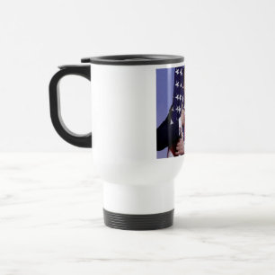 President Trump Hugs the America Flag Travel Mug