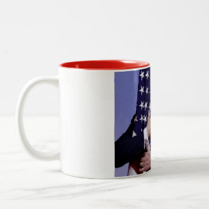 President Trump Hugs the Flag Two-Tone Coffee Mug