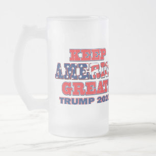 President Trump Hugs the USA Flag Frosted Glass Beer Mug