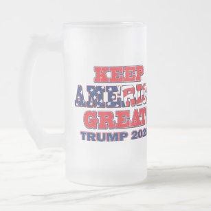 President Trump Hugs the USA Flag Frosted Glass Beer Mug