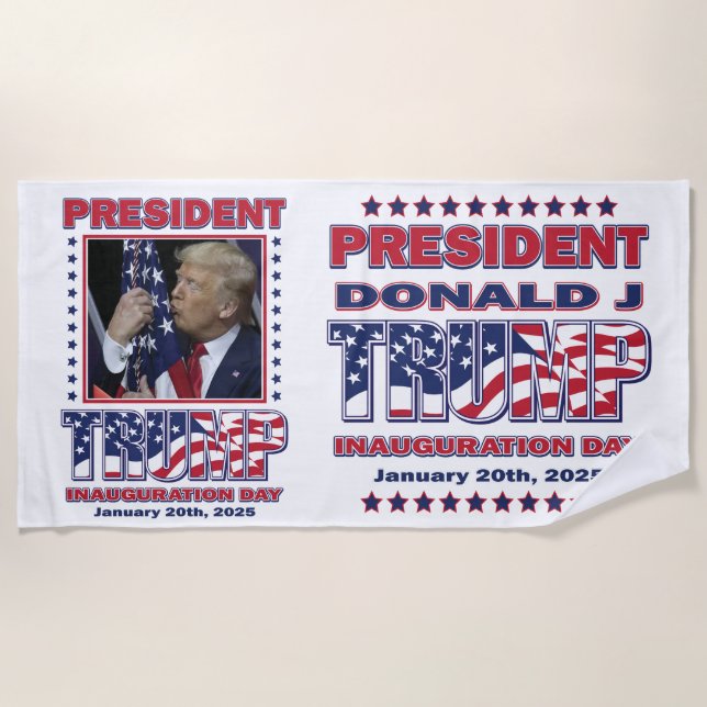 President Trump Inauguration Day 2025 Beach Towel (Front)