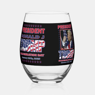 President Trump Inauguration Day Stemless Wine Glass