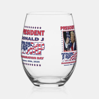 President Trump Inauguration Day Stemless Wine Glass