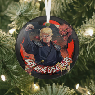 President Trump Make Anime Great Again Glass Tree Decoration