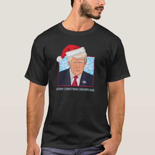 President Trump Merry Christmas Snowflake Happy Ho T-Shirt (Front)