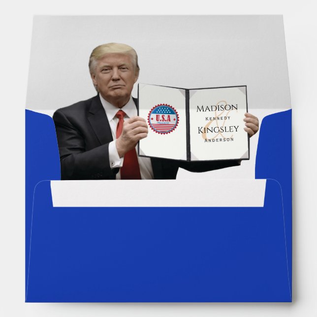 President Trump 🇺🇸✨ Patriotic Wedding Custom Envelope (Back (Bottom))