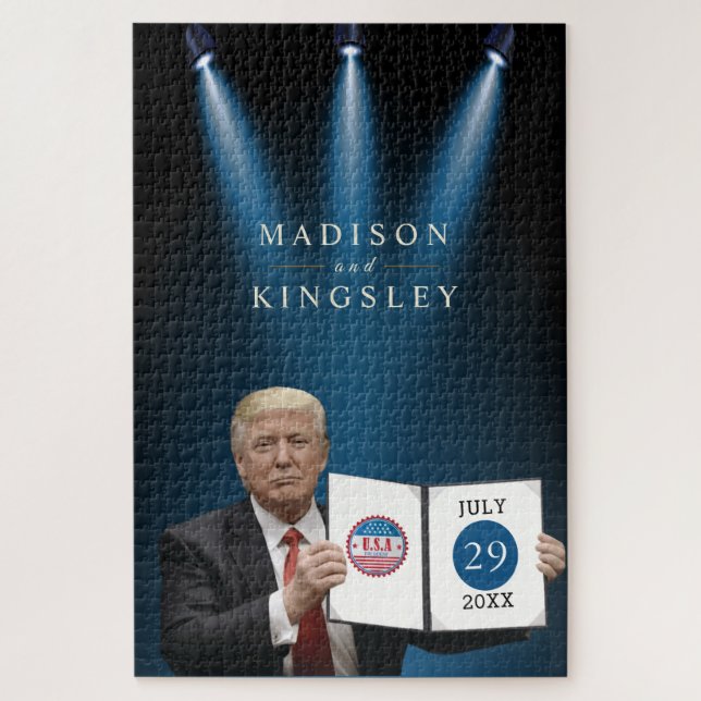 President Trump 🇺🇸✨ Patriotic Wedding Custom Jigsaw Puzzle (Vertical)