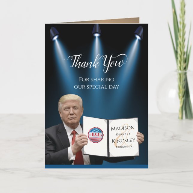 President Trump 🇺🇸✨ Patriotic Wedding Custom Thank You Card (Front)