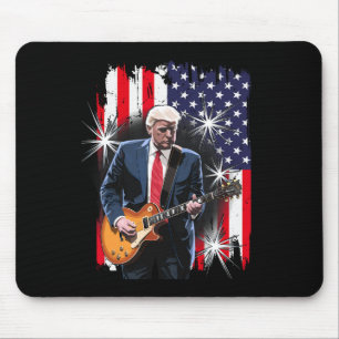 President Trump Playing Guitar With Us Flag Ckgrou Mouse Mat