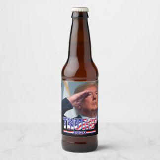 President Trump Salutes - Trump 2020 Beer Bottle Label