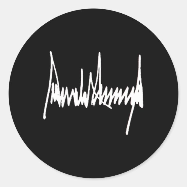 President Trump Signature Left Chest White  Classic Round Sticker (Front)