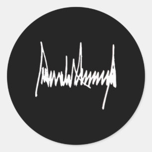President Trump Signature Left Chest White  Classic Round Sticker