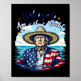 President Trump Sombrero Design America's Gulf Mex Poster