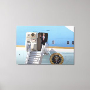 President Trump Steps Off Air Force One Canvas Print