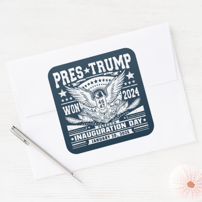 President Trump Won 2024 Square Sticker (Envelope)