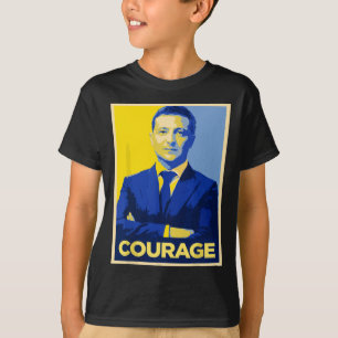 President Zelensky Courage - Retro Stand With Ukra T-Shirt