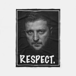 President Zelensky Portrait Respect Support Ukrain Fleece Blanket
