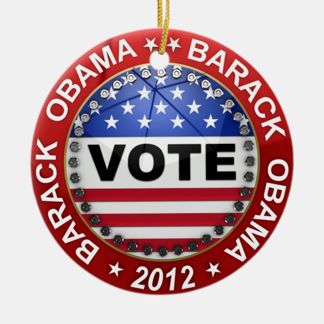 Presidential Election 2012 Barack Obama Ceramic Tree Decoration (Front)