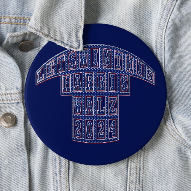 Presidential Elections Harris Walz 2024 6 Cm Round Badge (In Situ)
