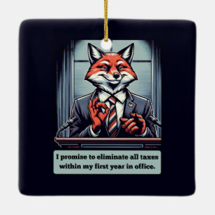 Presidential Fox – Funny Political Satire Animal  Ceramic Ornament