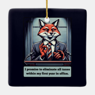 Presidential Fox – Funny Political Satire Animal  Ceramic Ornament