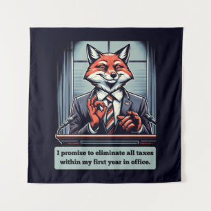 Presidential Fox – Funny Political Satire Animal  Tapestry