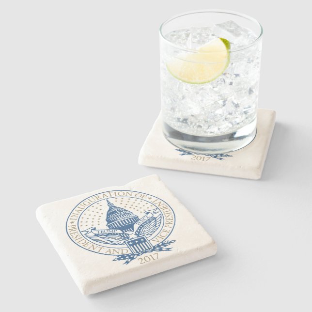 Presidential Inauguration Trump Pence 2017 Logo Stone Coaster (Side)