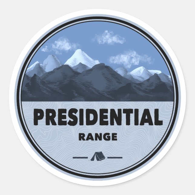 Presidential Range New Hampshire Camping Classic Round Sticker (Front)