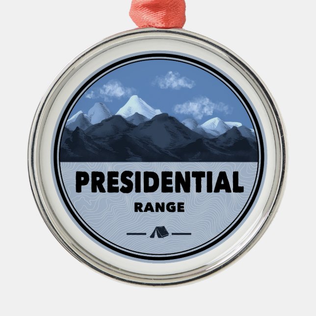 Presidential Range New Hampshire Camping Metal Tree Decoration (Front)