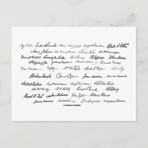 Presidential Signatures (United States Presidents) Postcard