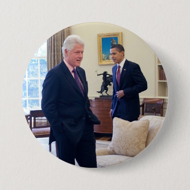 Presidents Barack Obama & Bill Clinton 7.5 Cm Round Badge (Front)