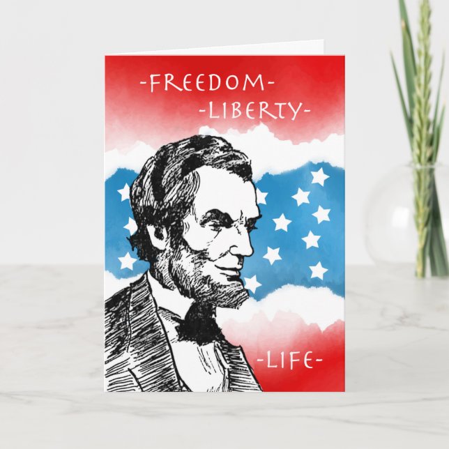 Presidents' Day, Abraham Lincoln, Patriotic Card (Front)