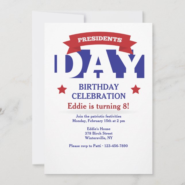 Presidents Day Celebration Invitation (Front)
