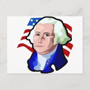 Presidents Day, George Washington and USA Flag Postcard