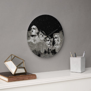 Presidents Mount Rushmore Graphic Art, Wall Clock