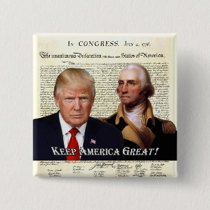 Presidents Trump & Washington - Keep America Great 15 Cm Square Badge