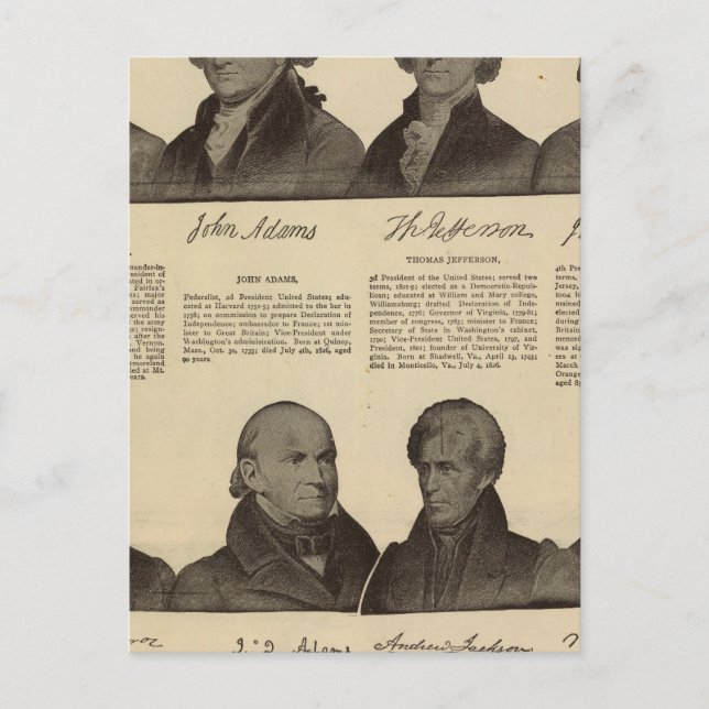 Presidents US, autographs, biographies 2 Postcard (Front)