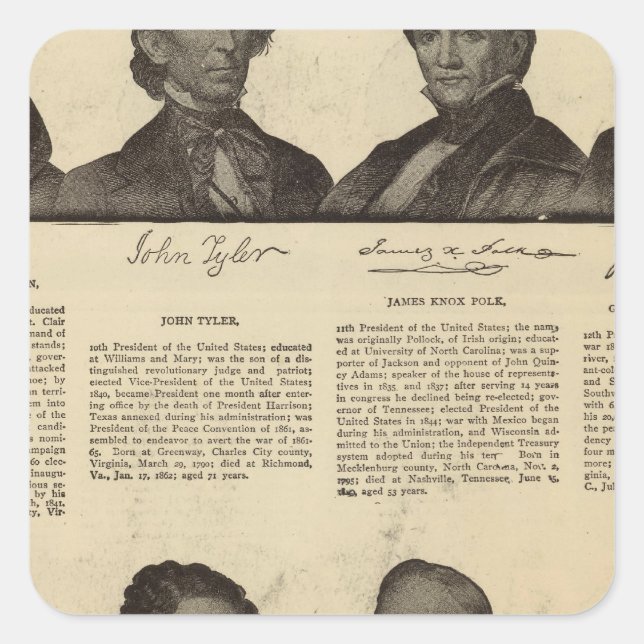Presidents US, autographs, biographies Square Sticker (Front)