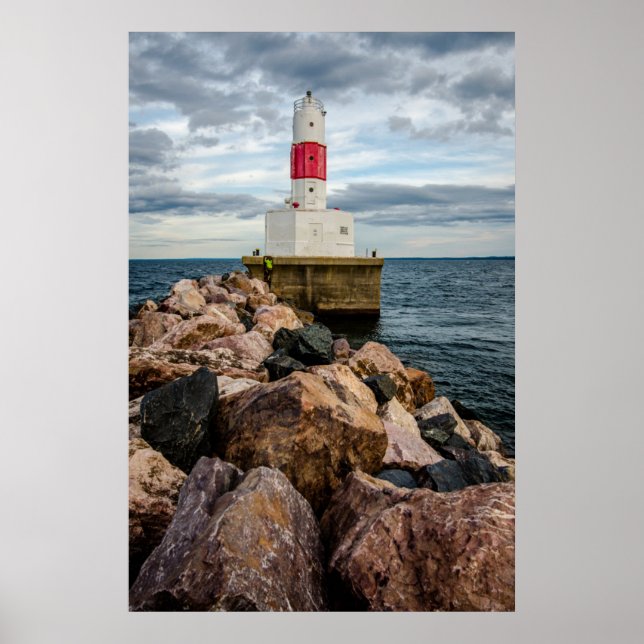 Presque Isle Harbour Breakwater Lighthouse Poster (Front)