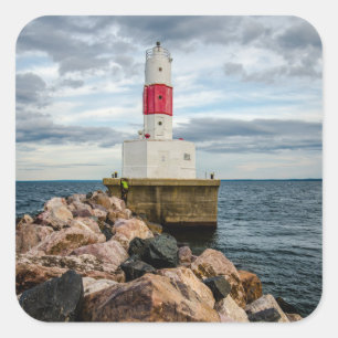 Presque Isle Harbour Breakwater Lighthouse Square Sticker
