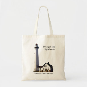 Presque Isle Lighthouse cut out tote bag