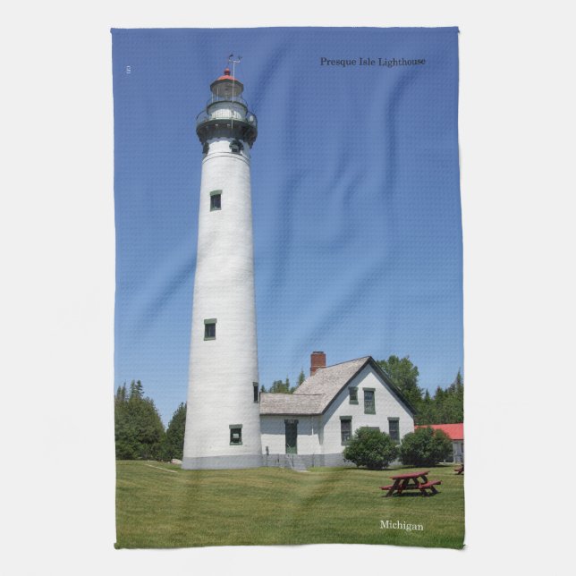 Presque Isle Lighthouse kitchen towel (Vertical)
