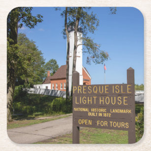 Presque Isle Lighthouse Square Paper Coaster