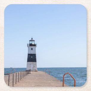 Presque Isle North Pierhead Lighthouse Square Paper Coaster
