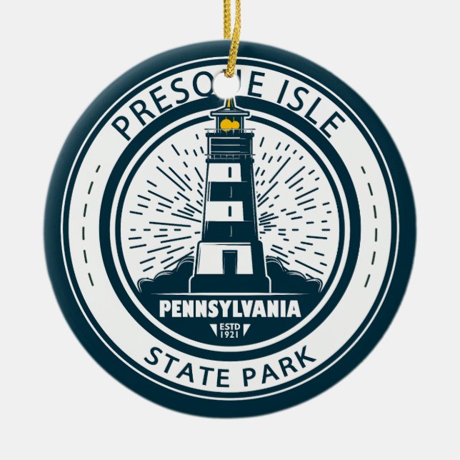 Presque Isle State Park Pennsylvania Badge Ceramic Tree Decoration (Front)
